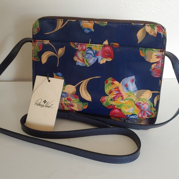 NWT Patricia Nash Fleur Floral Navy Style Vallata Crossbody Bag Leather Purse - Picture 1 of 12